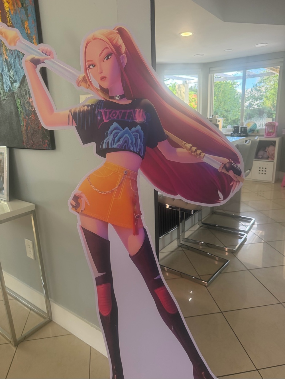 Pink-Haired Anime Wall Decor Cutout - Home Accent